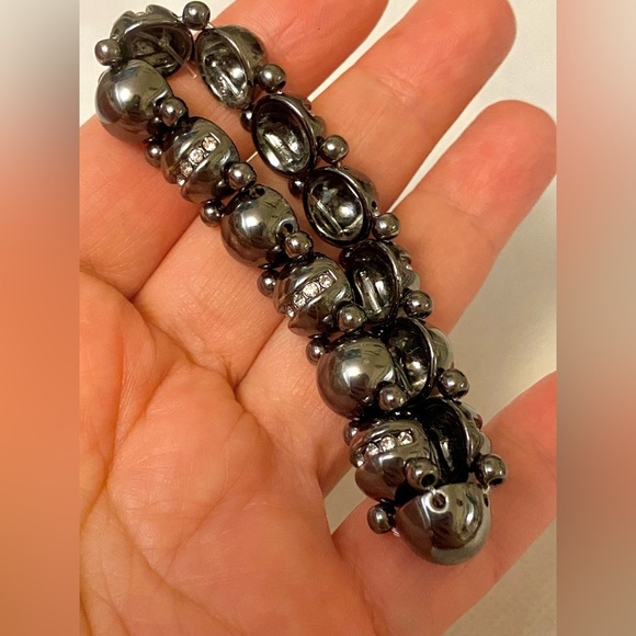 Gold and Cream Geometric Bracelets. Vintage. Stamped Lia Sophia - Picture 4 of 6